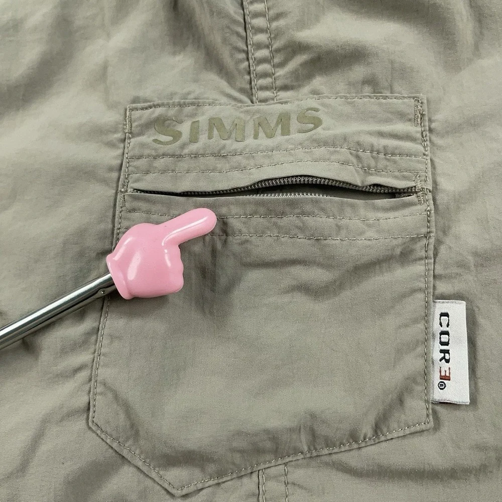 Simms Fishing Pants Mens XL Beige Nylon Cargo Pockets Outdoor Hiking‎ Travel